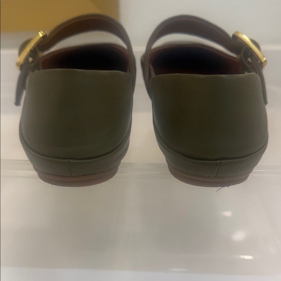 Franco Sarto Olive Green Flats with Gold Buckle - Picture 15 of 16